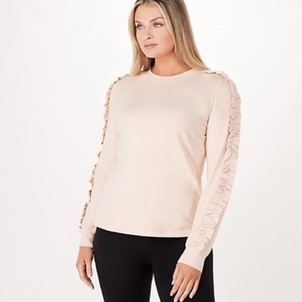 Jason Wu Blush Ruffle Sleeve Sweatshirt